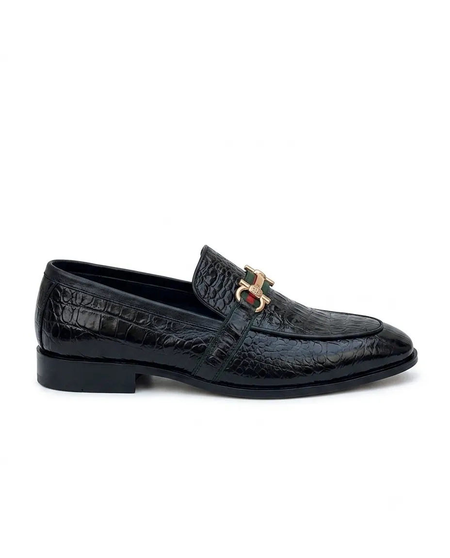 Classic Bit Crocodile-Embossed Loafers | Pelle Sole — alternate view